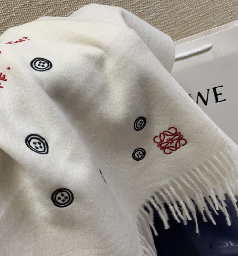 Loewe Button White Scarf 180cm/71in