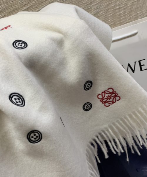 Loewe Button White Scarf 180cm/71in 