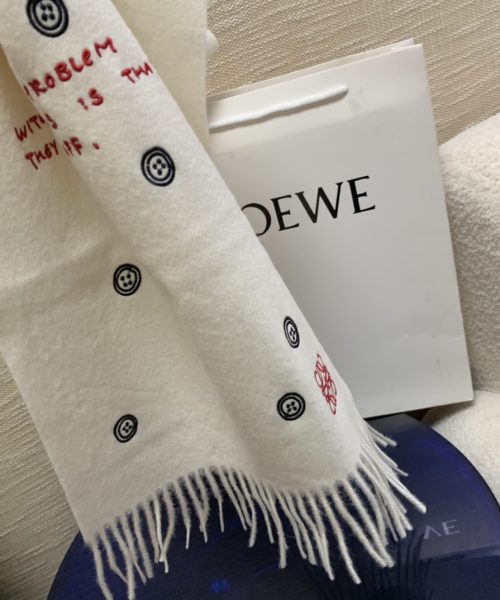 Loewe Button White Scarf 180cm/71in 