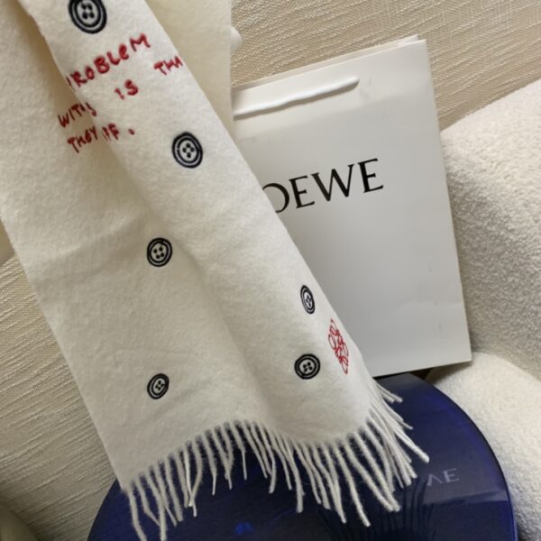 Loewe Button White Scarf 180cm/71in