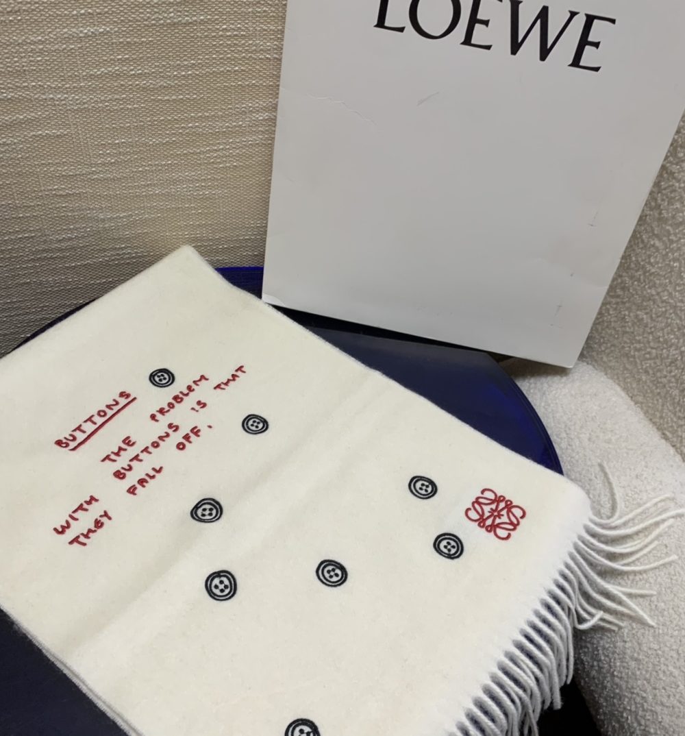 Loewe Button White Scarf 180cm/71in