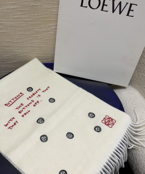 Loewe Button White Scarf 180cm/71in 