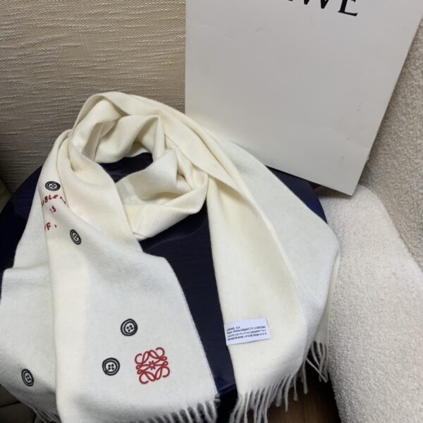 Loewe Button White Scarf 180cm/71in