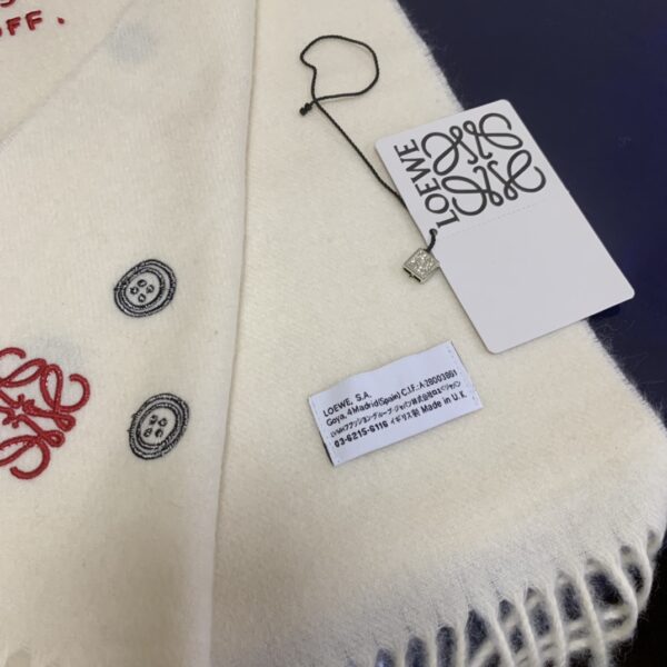 Loewe Button White Scarf 180cm/71in