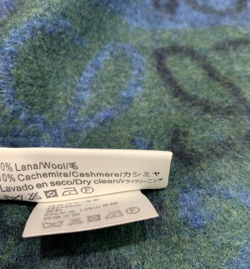 Loewe Navy & Green Wool Anagram Scarf 180cm/71in