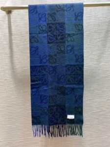 Loewe Navy & Green Wool Anagram Scarf 180cm/71in 