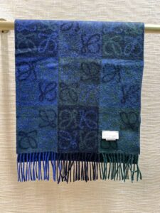 Loewe Navy & Green Wool Anagram Scarf 180cm/71in 