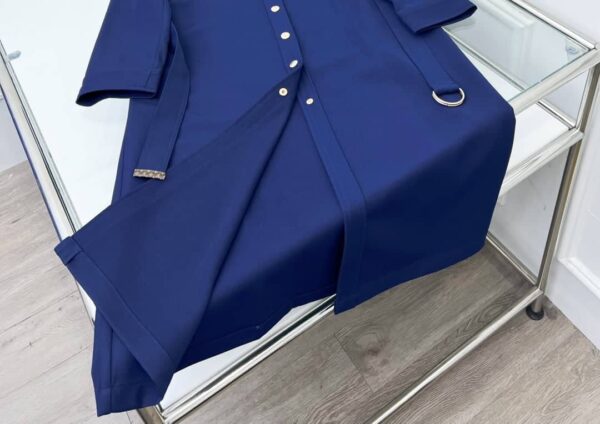 Long-Sleeved Epaulette Shirt Dress Blue For Women 1AB6LV