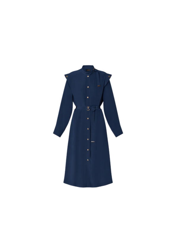 Long-Sleeved Epaulette Shirt Dress Blue For Women 1AB6LV