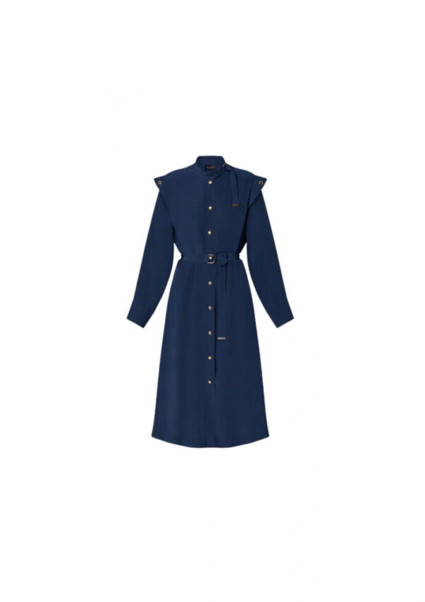 Long-Sleeved Epaulette Shirt Dress Blue For Women 1AB6LV