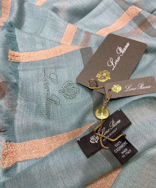Loro Piana Long Island Stole Linen and Silk in Blue Scarf 205cm/80in 