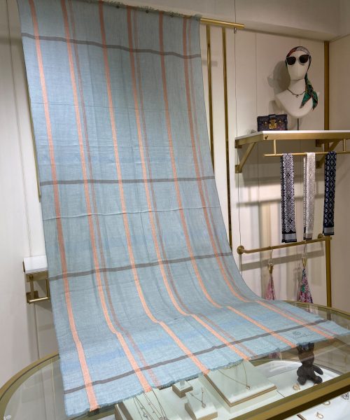 Loro Piana Long Island Stole Linen and Silk in Blue Scarf 205cm/80in 