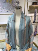 Loro Piana Long Island Stole Linen and Silk in Blue Scarf 205cm/80in 