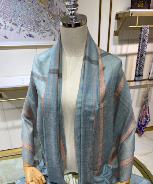 Loro Piana Long Island Stole Linen and Silk in Blue Scarf 205cm/80in 
