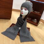 Louis Vuitton Beanie & Scarf Set In Grey 