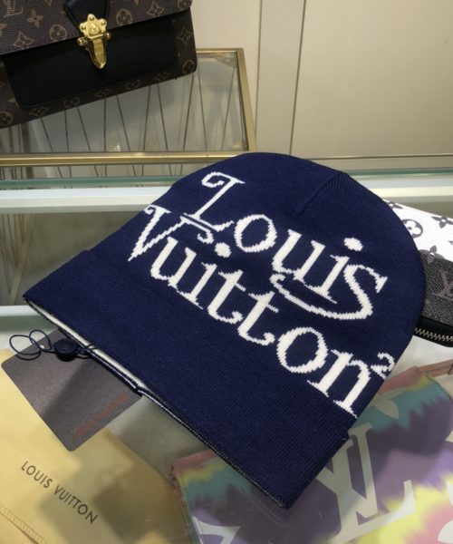Louis Vuitton Beanie In Dark Blue LV Headwear