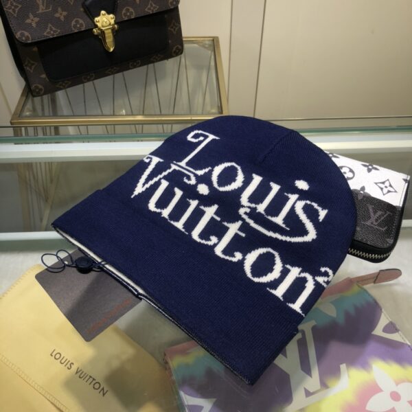 Louis Vuitton Beanie In Dark Blue LV Headwear