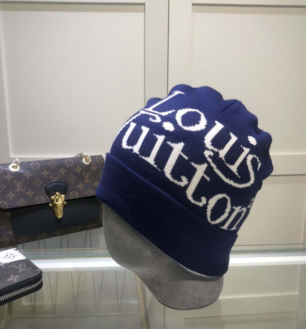 Louis Vuitton Beanie In Dark Blue LV Headwear