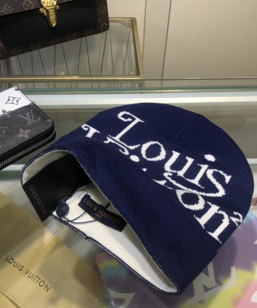 Louis Vuitton Beanie In Dark Blue LV Headwear