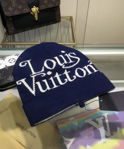 Louis Vuitton Beanie In Dark Blue LV Headwear