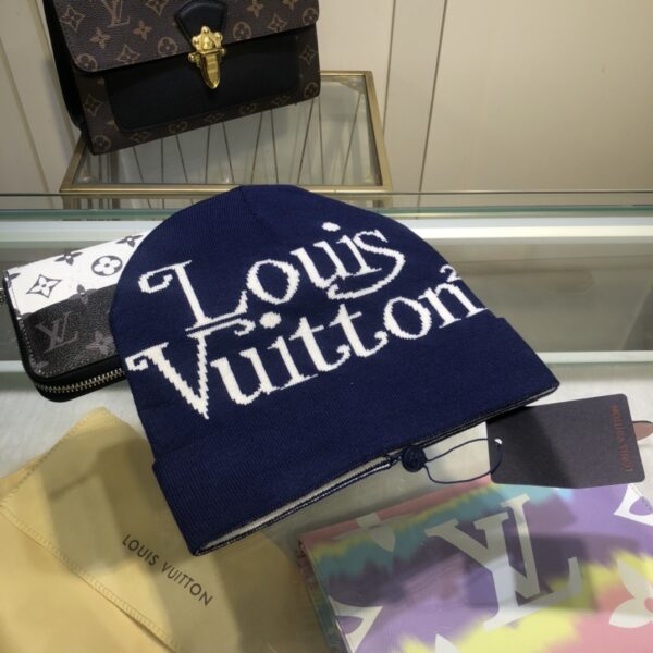 Louis Vuitton Beanie In Dark Blue LV Headwear