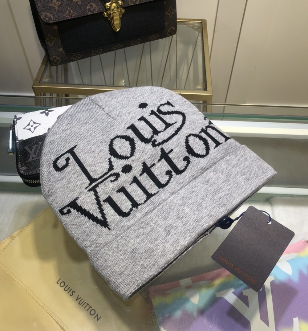 Louis Vuitton Beanie In Grey LV Headwear