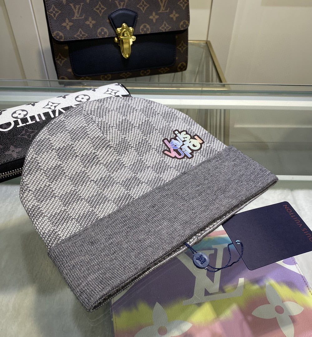 Louis Vuitton Beanie In Grey LV Headwear