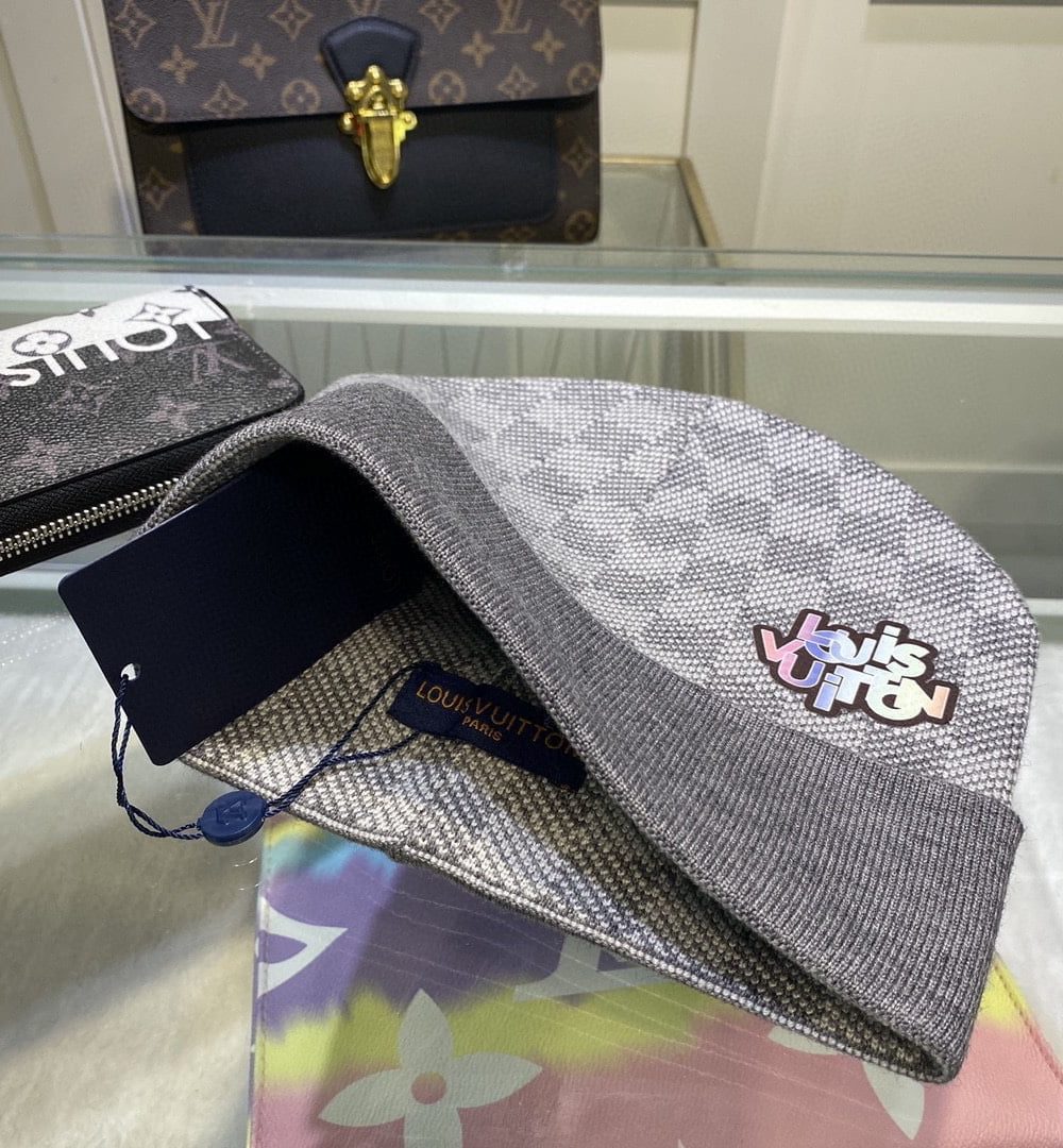 Louis Vuitton Beanie In Grey LV Headwear