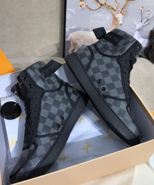 Louis Vuitton Boombox Sneaker Boot Patent Monogram Material Black For Women LV