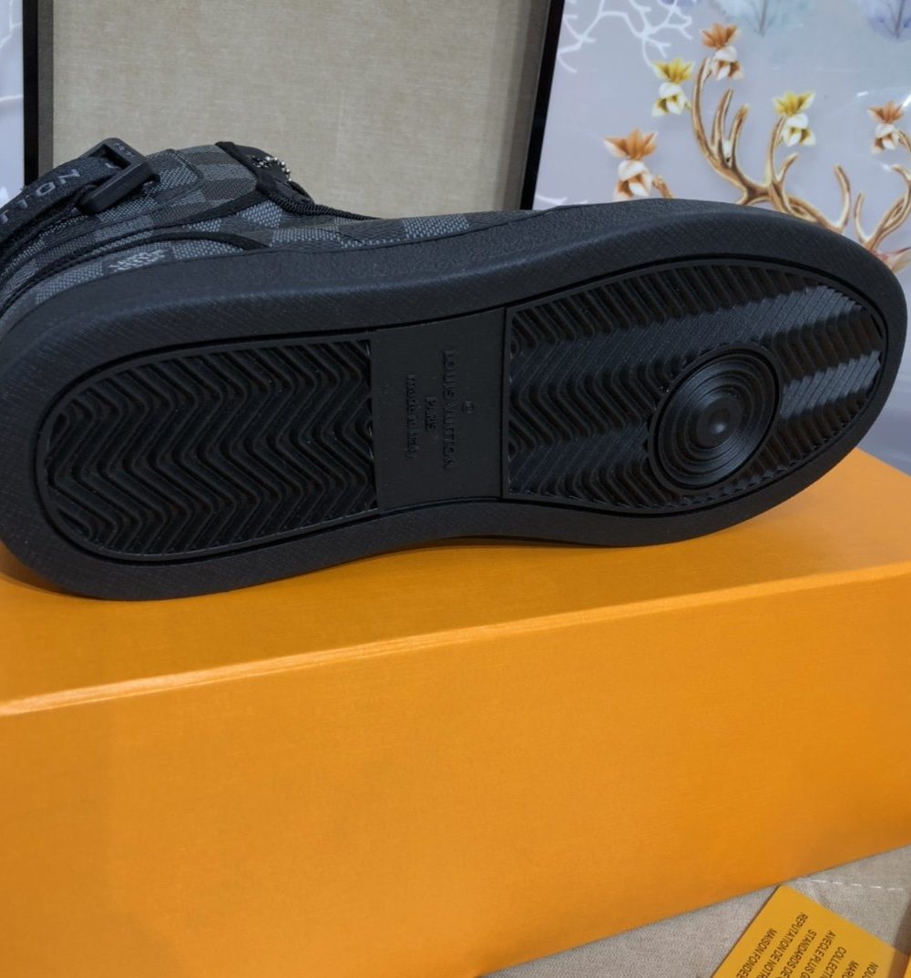 Louis Vuitton Boombox Sneaker Boot Patent Monogram Material Black For Women LV