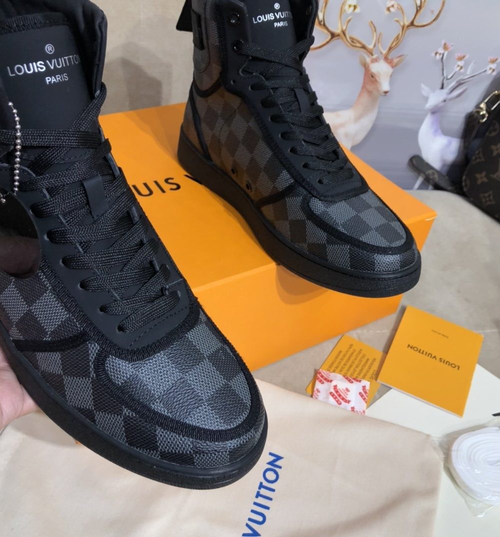 Louis Vuitton Boombox Sneaker Boot Patent Monogram Material Black For Women LV