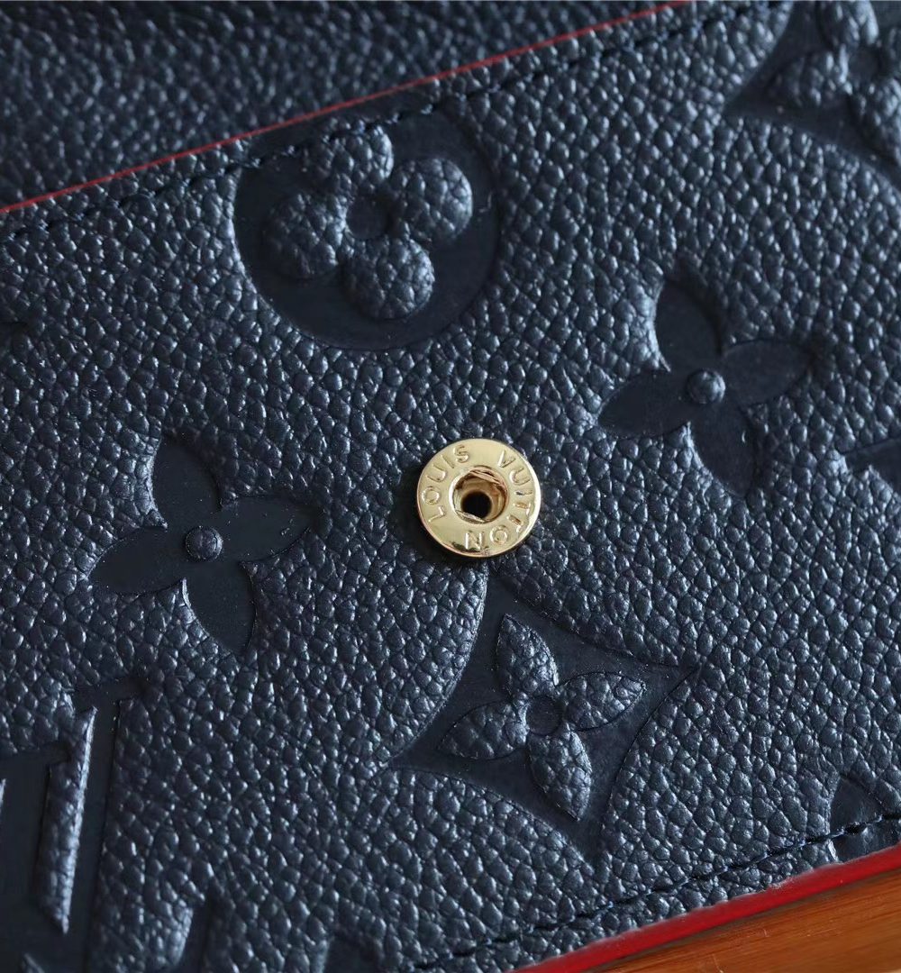 1:1 Replica Louis Vuitton Card Holder Recto Verso Monogram Empreinte Navy Blue / Red For Women, Women's Wallets 5.1in/13cm LV M69420