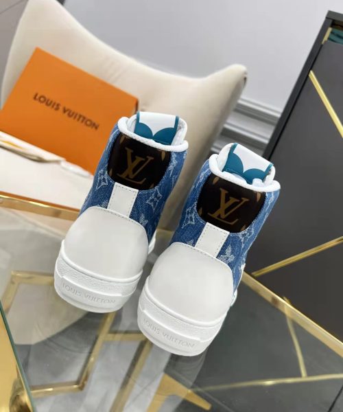 Louis Vuitton Charlie Sneaker Boot Monogram Denim Blue For Women LV 1AA47H