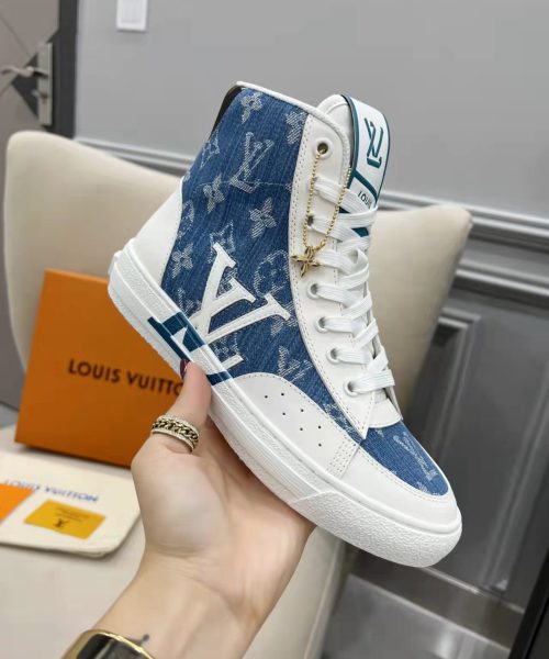 Louis Vuitton Charlie Sneaker Boot Monogram Denim Blue For Women LV 1AA47H