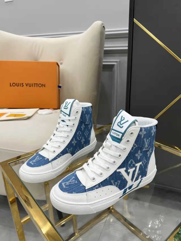 Louis Vuitton Charlie Sneaker Boot Monogram Denim Blue For Women LV 1AA47H