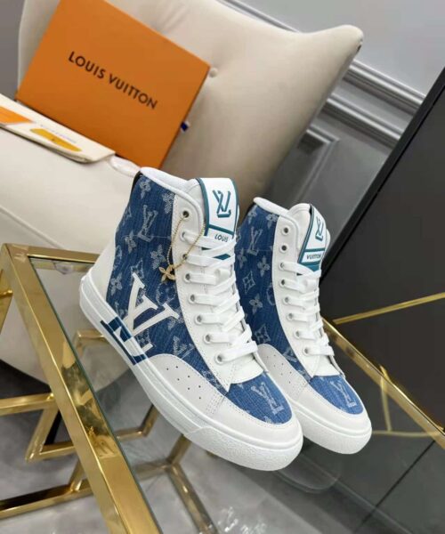 Louis Vuitton Charlie Sneaker Boot Monogram Denim Blue For Women LV 1AA47H
