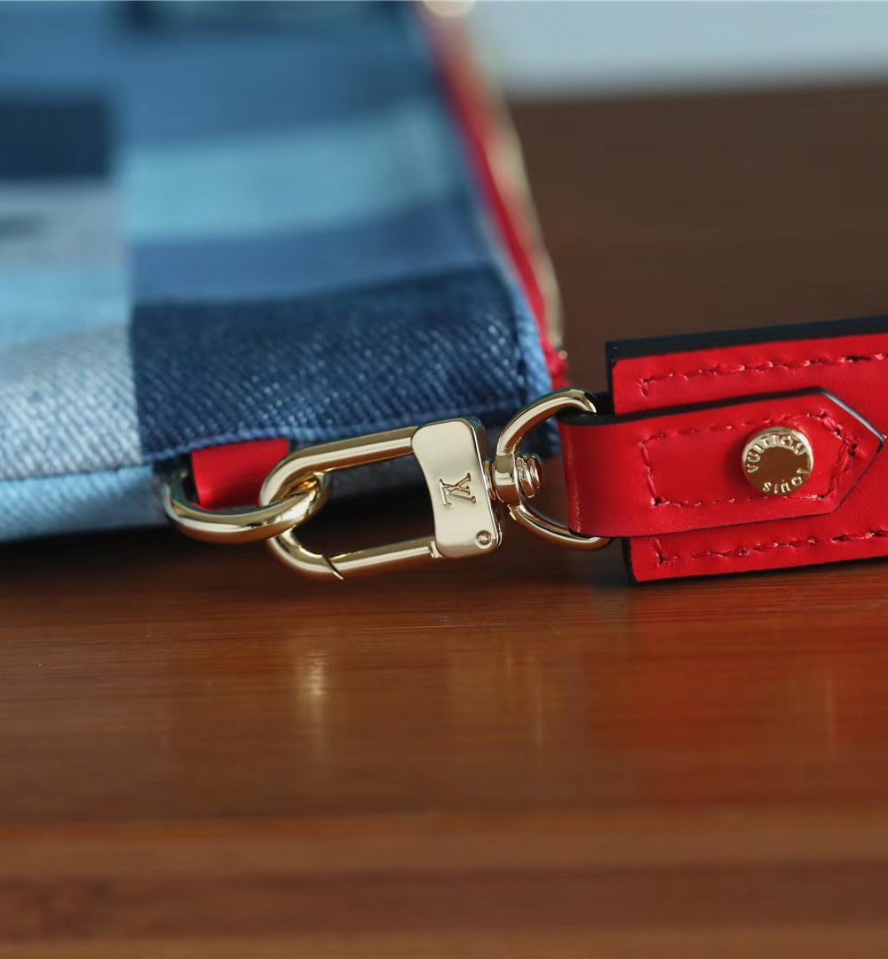1:1 Replica Louis Vuitton City Pouch Monogram Denim Canvas Red For Women, Women's Wallets 9.1in/23cm LV M68761