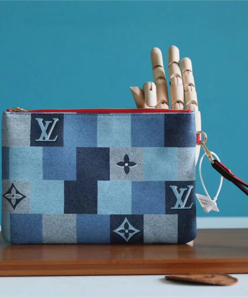 Louis Vuitton City Pouch Monogram Denim Canvas Red For Women, Women's Wallets 9.1in/23cm LV M68761
