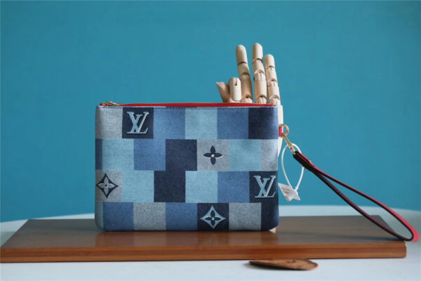 Louis Vuitton City Pouch Monogram Denim Canvas Red For Women, Women's Wallets 9.1in/23cm LV M68761