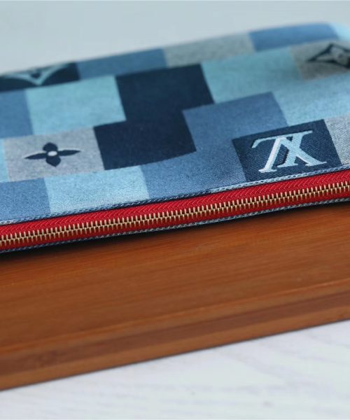 1:1 Replica Louis Vuitton City Pouch Monogram Denim Canvas Red For Women, Women's Wallets 9.1in/23cm LV M68761