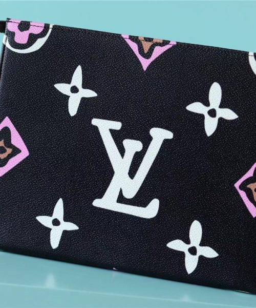 1:1 Replica Louis Vuitton Cosmetic Toiletry Pouch 26 Waxed Monogram Canvas Black For Women, Women's Wallets 9.8in/25cm LV M80751