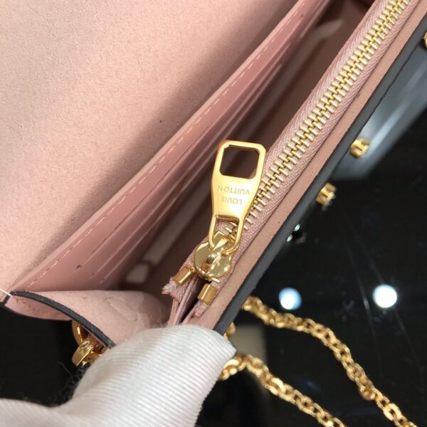 Louis Vuitton Croisette Chain Wallet Damier Ebene Canvas Magnolia Pink For Women, Women's Wallet 8.3in/21cm LV N60287