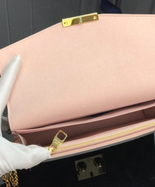 1:1 Replica Louis Vuitton Croisette Chain Wallet Damier Ebene Canvas Magnolia Pink For Women, Women's Wallet 8.3in/21cm LV N60287