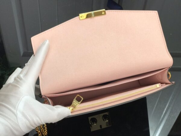 Louis Vuitton Croisette Chain Wallet Damier Ebene Canvas Magnolia Pink For Women, Women's Wallet 8.3in/21cm LV N60287