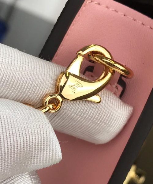 1:1 Replica Louis Vuitton Croisette Chain Wallet Damier Ebene Canvas Magnolia Pink For Women, Women's Wallet 8.3in/21cm LV N60287