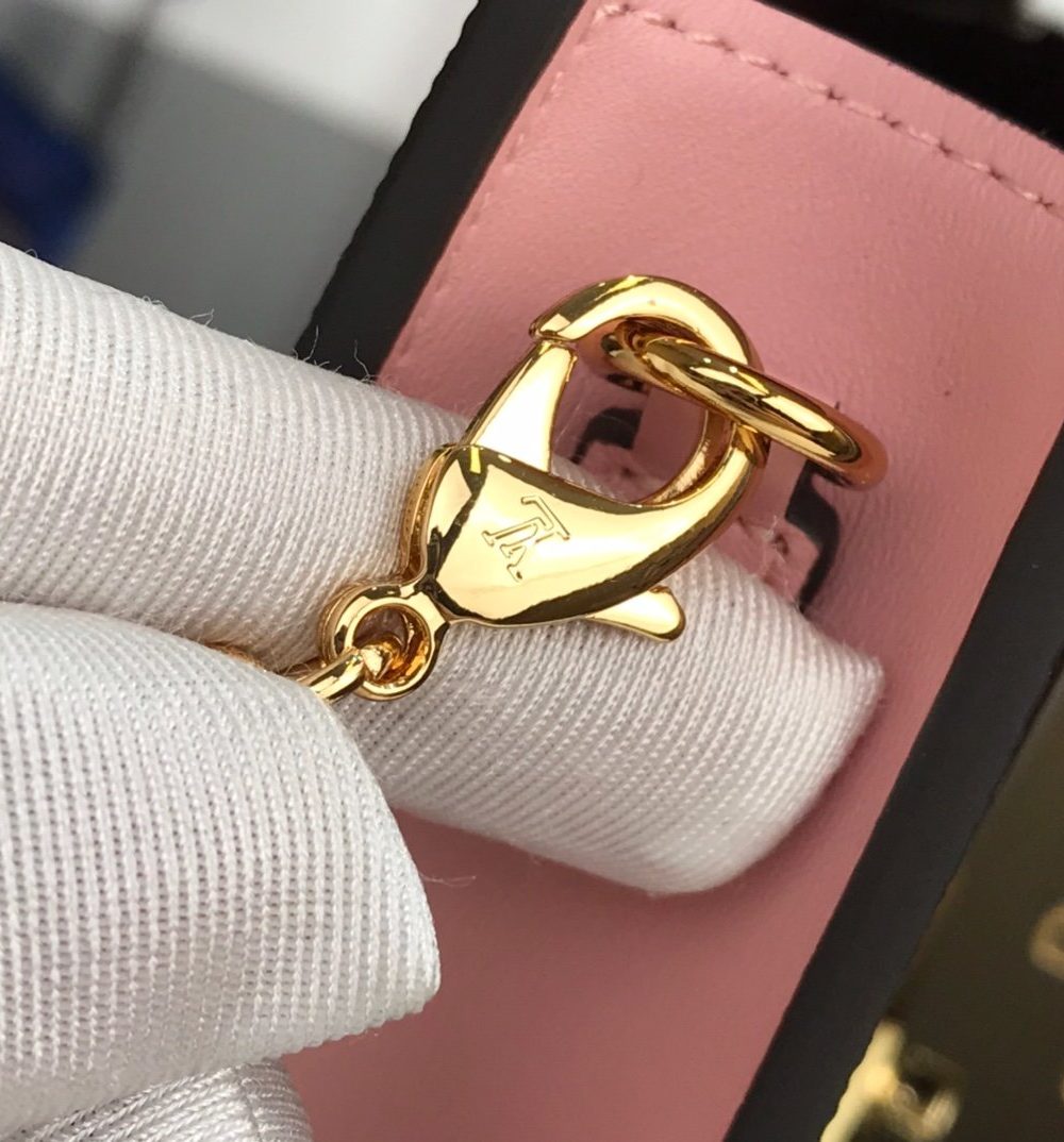 1:1 Replica Louis Vuitton Croisette Chain Wallet Damier Ebene Canvas Magnolia Pink For Women, Women's Wallet 8.3in/21cm LV N60287