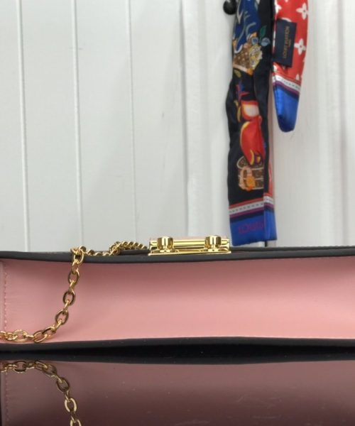 1:1 Replica Louis Vuitton Croisette Chain Wallet Damier Ebene Canvas Magnolia Pink For Women, Women's Wallet 8.3in/21cm LV N60287
