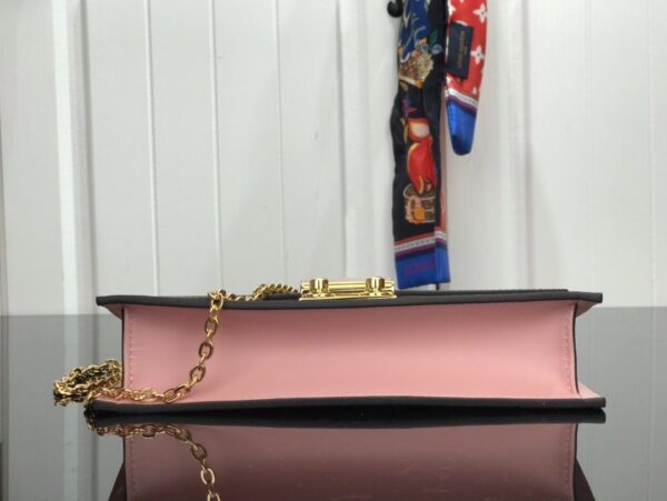 Louis Vuitton Croisette Chain Wallet Damier Ebene Canvas Magnolia Pink For Women, Women's Wallet 8.3in/21cm LV N60287