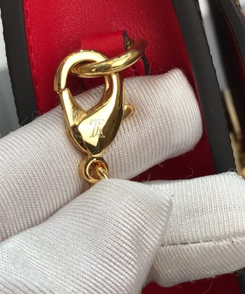 1:1 Replica Louis Vuitton Croisette Chain Wallet Damier Ebene Canvas Scarlet Red For Women, Women's Wallet 8.3in/21cm LV N60288