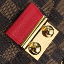 1:1 Replica Louis Vuitton Croisette Chain Wallet Damier Ebene Canvas Scarlet Red For Women, Women's Wallet 8.3in/21cm LV N60288